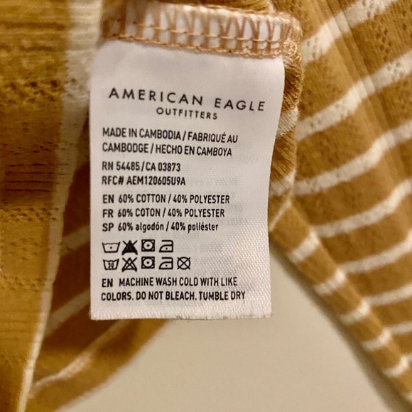 ☼ AEO Yellow Long Sleeve Striped Tee - Picture 6 of 6